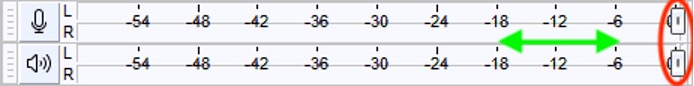 Audio level settings within Audacity
